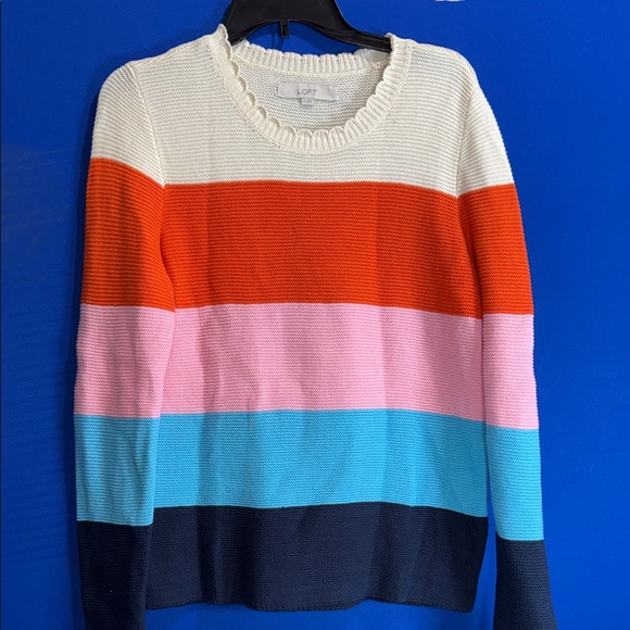 LOFT Multicolor Striped Crew Neck Sweater - Picture 5 of 6